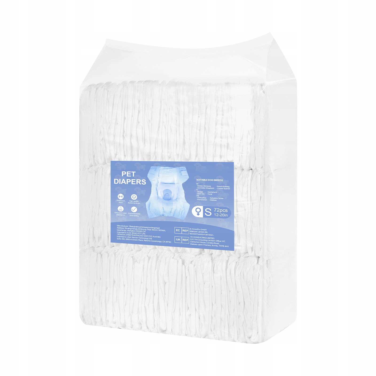 Levně Přebalovací pleny pro psy 144 ks Velikost S Pohodlné a prodyšné pro fenky