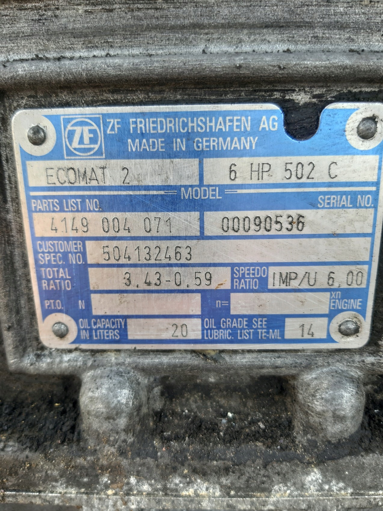 gearbox, KATOWA 6 HP 502 C AUTOBUS ECOMAT 2