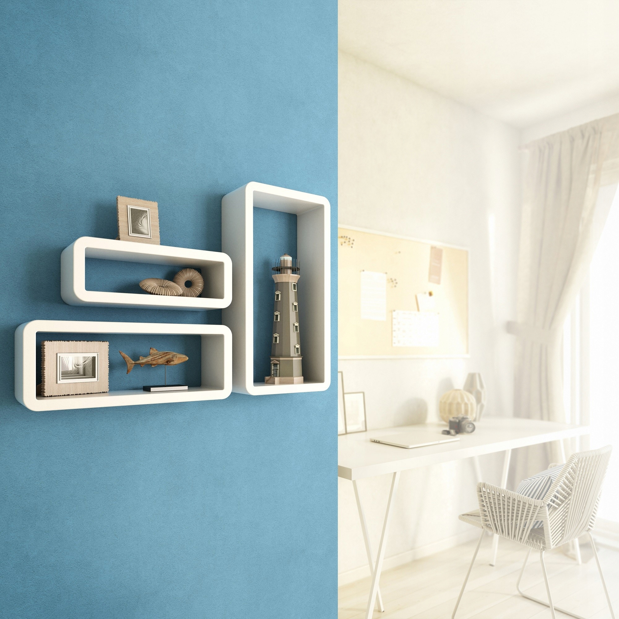 Półki modułowe wiszące ścienne - FOS BIAŁE Marka Velano