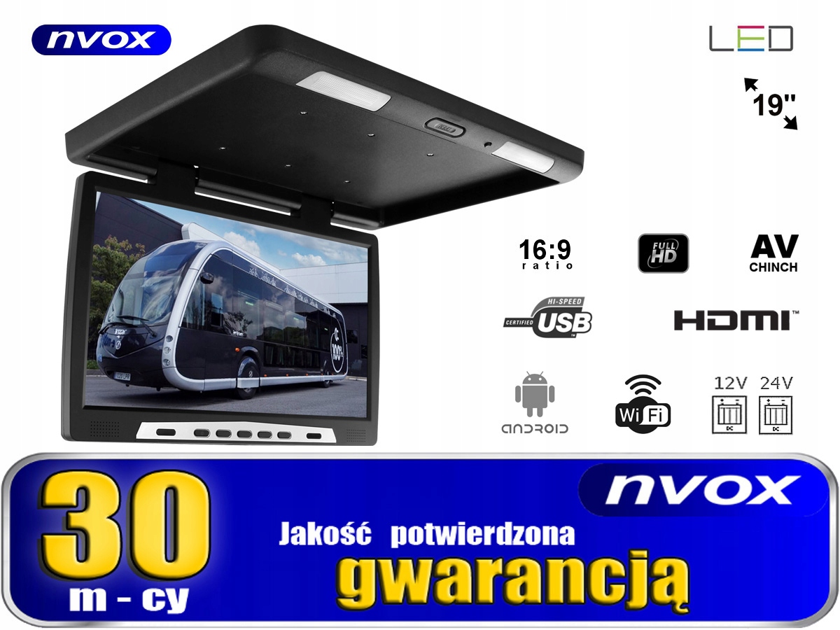 Monitor samochodowy podwieszany android 19' FullHD Marka Nvox