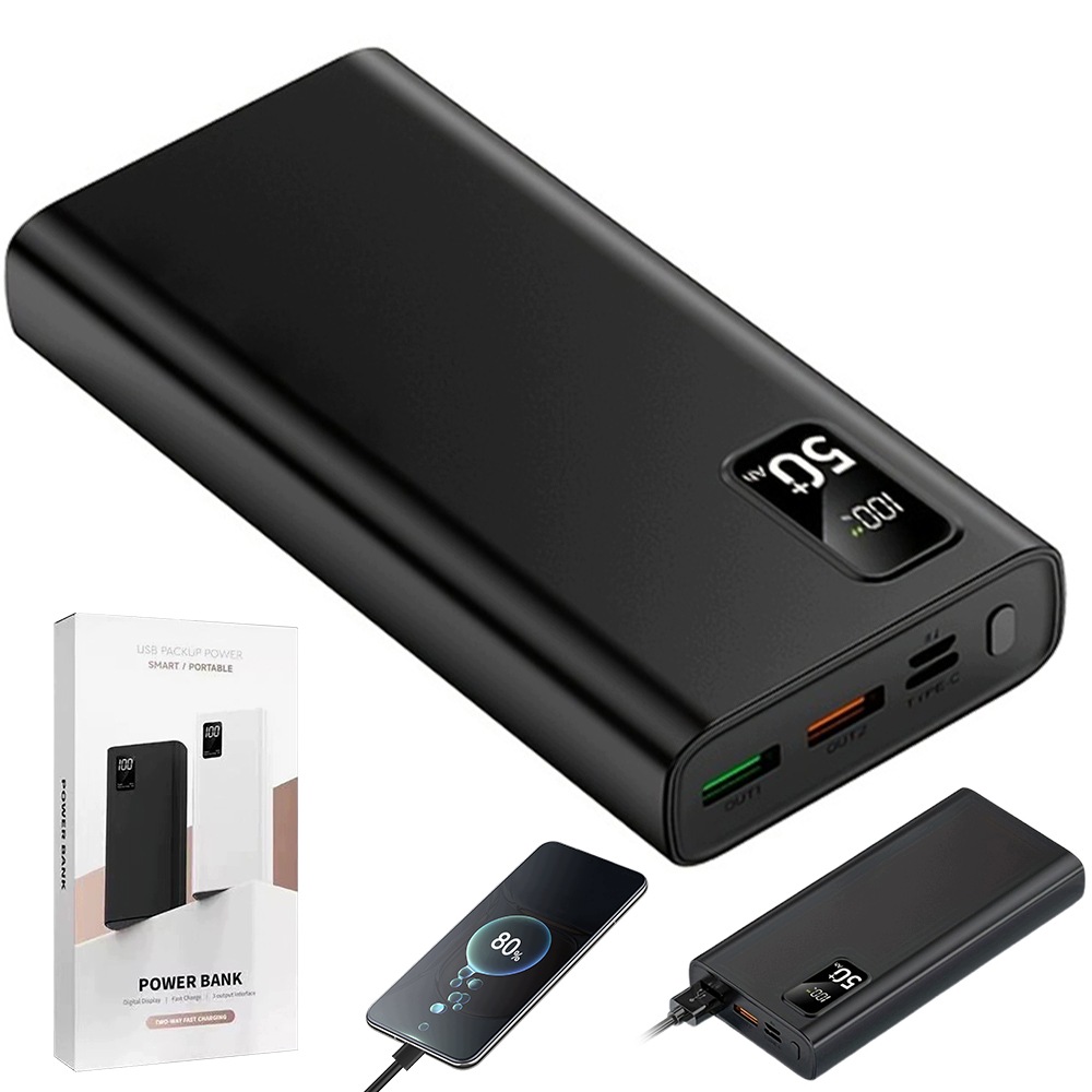 50000 mAh powerbanka s 22.5 W a dvojitým portem pro tablet a sluchátka