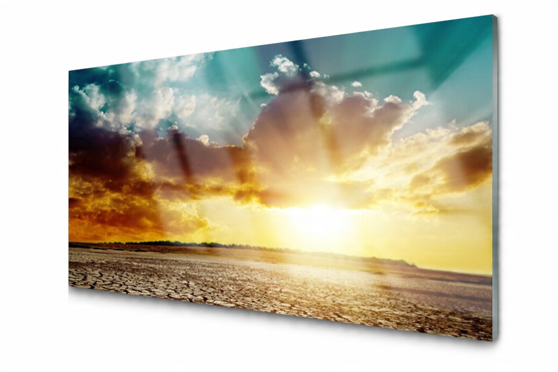 

Panel szklany dekor Słońce Pustynia 120x60 + Klej