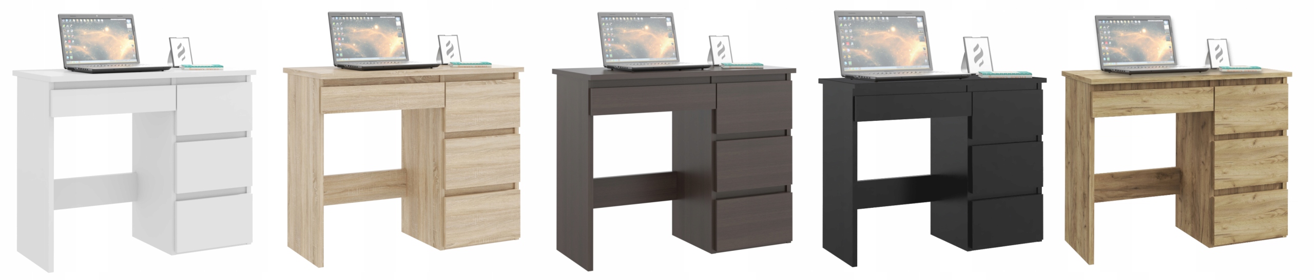 Biurko komputerowe z szufladami Beta 3 Czarne Głębokość mebla 43 cm