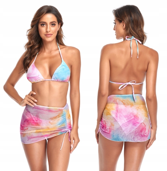 

Strój Kąpielowy Bikini Tęczowe Ombre Spódniczka L
