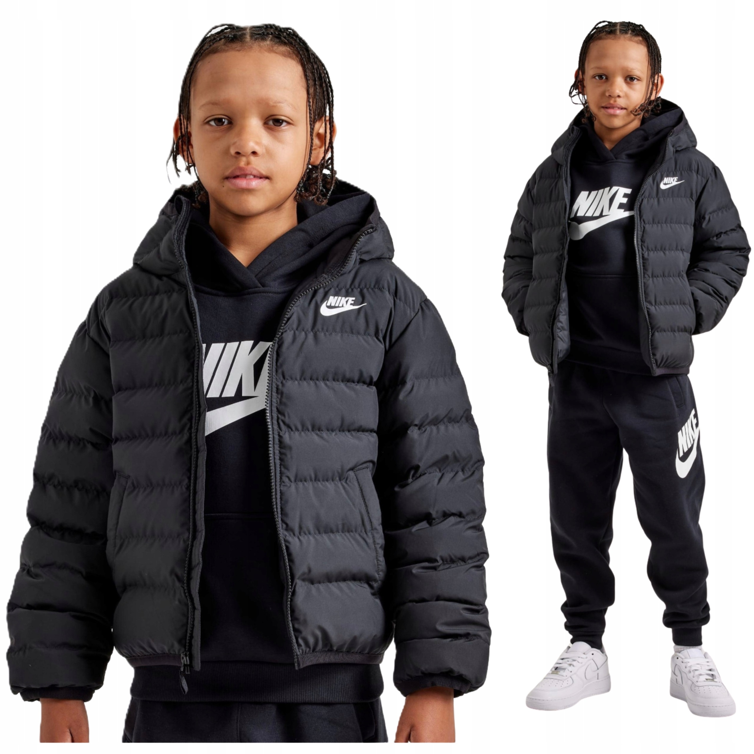 Młodzieżowa kurtka zimowa Nike Lekka Puchowa z kapturem Ciepła ocieplana