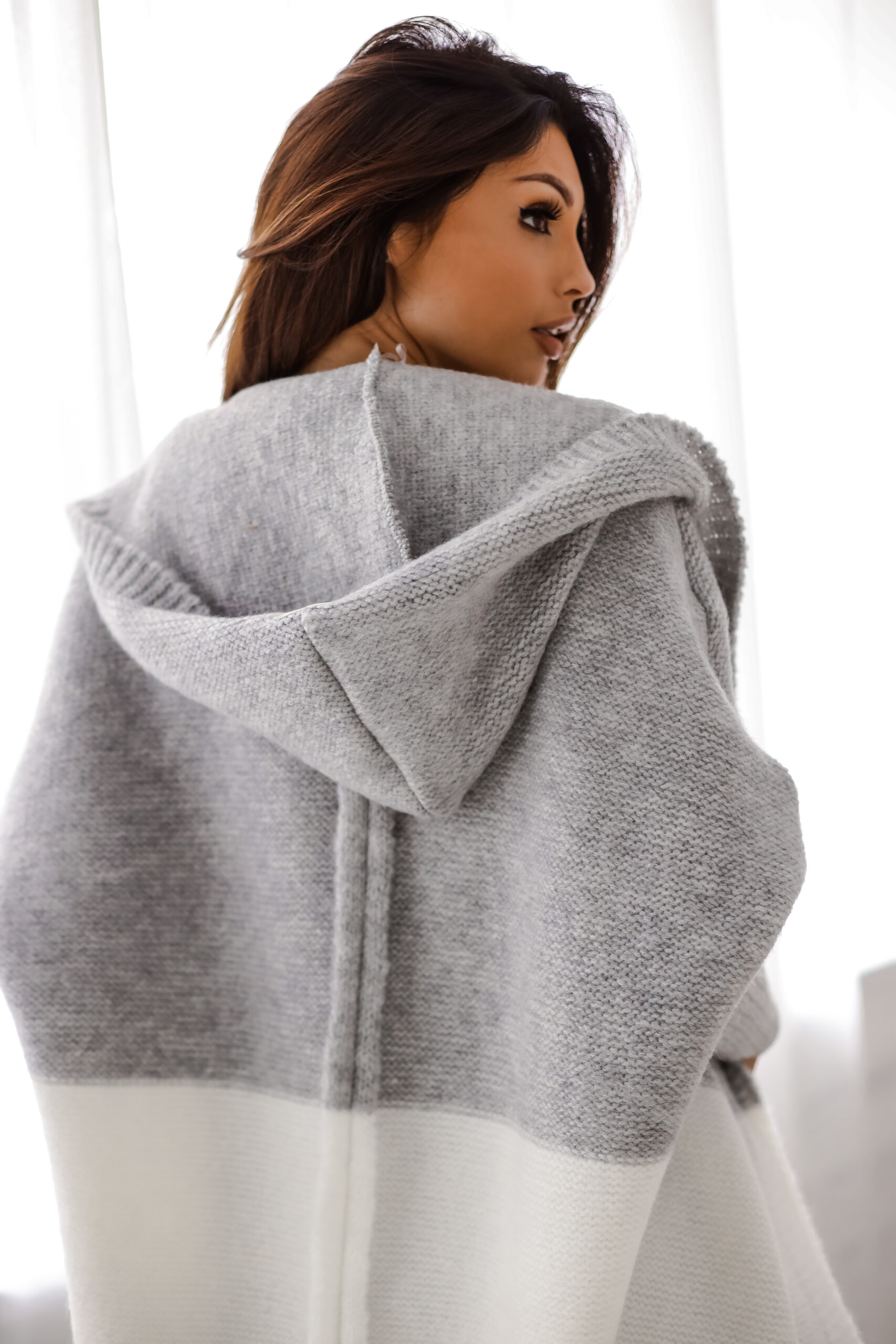 SWETER Kardigan z Kapturem Polska Materiał dominujący akryl