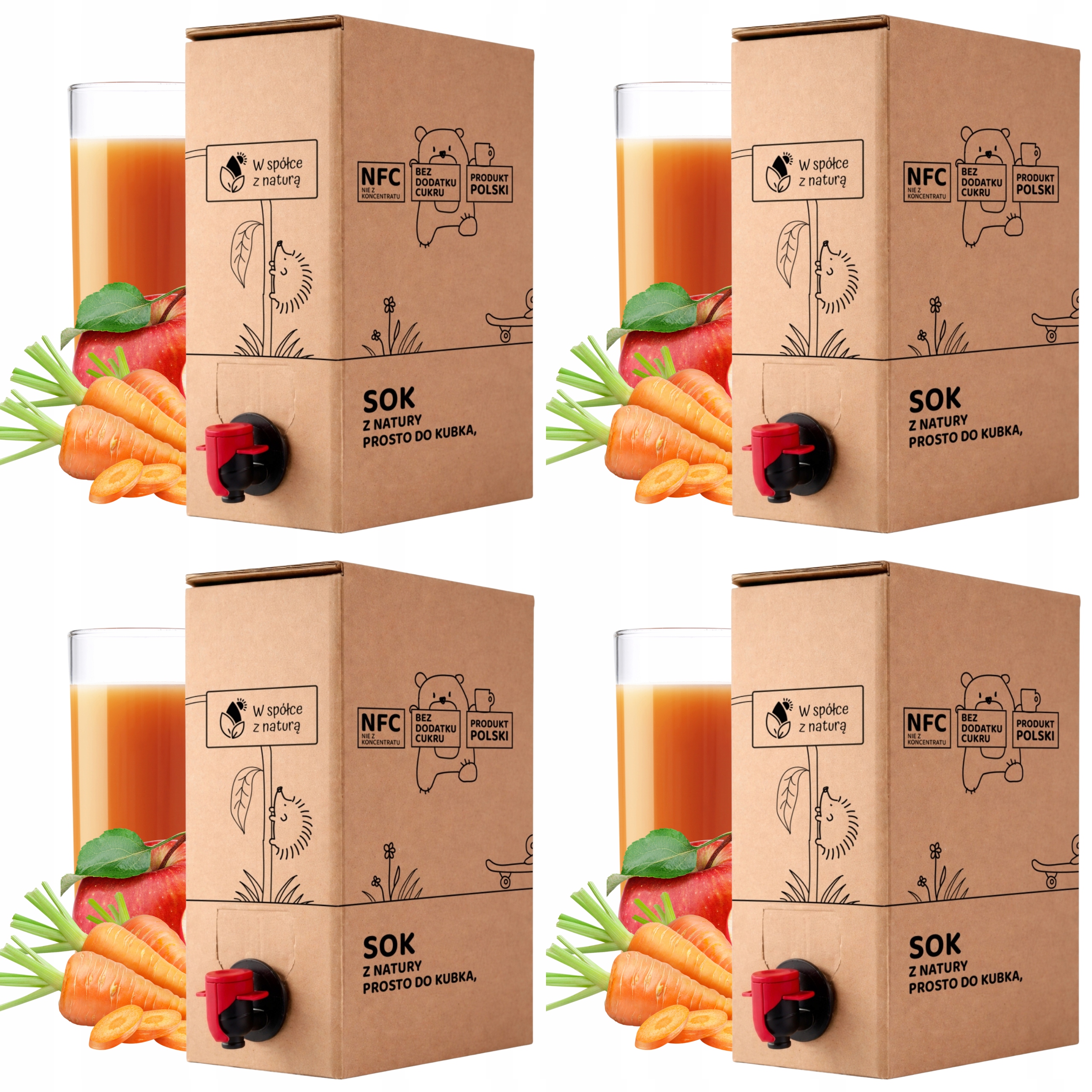 Sok z Jabłek i Marchwi 5l 100% Tłoczony Nfc Sok Jabłko-Marchew zestaw