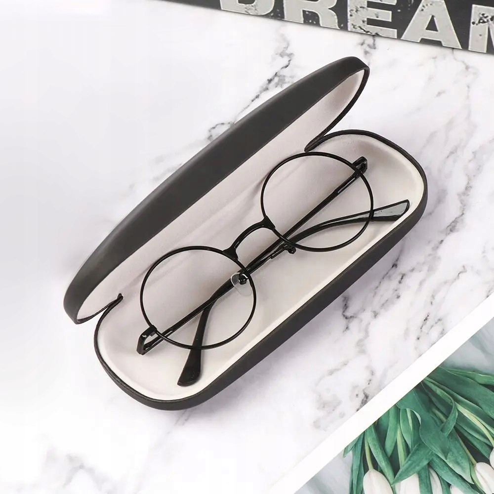 E12 TWARDE ETUI NA OKULARY POKROWIEC FUTERAŁ + ŚCIERECZKA DO OKULARÓW Marka bez marki