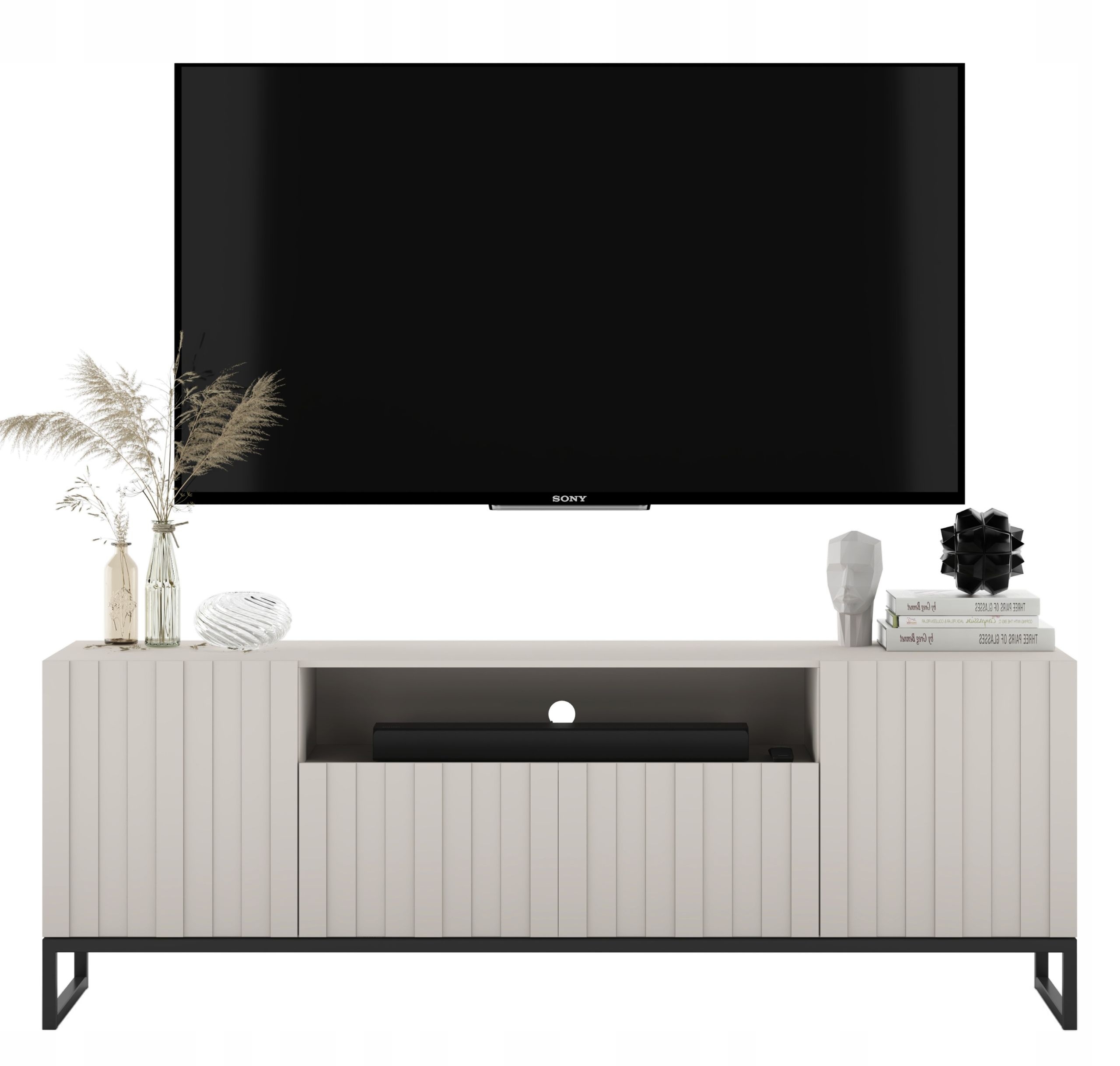 Komoda Rtv Szafka Rtv Kaszmir Mat Nowoczesna Czarna Rama 150 cm Glamour