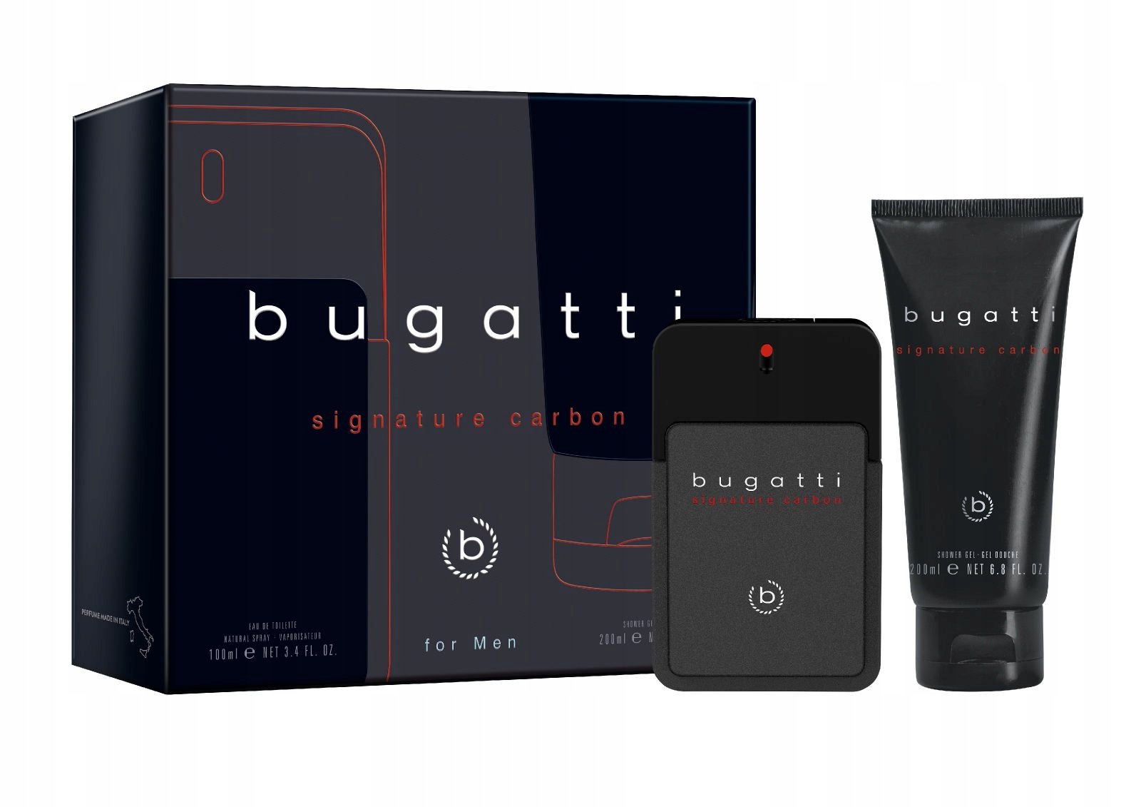 Bugatti Dárková Sada Pánská Signature Carbon (toaletní Voda 100 ML Gel