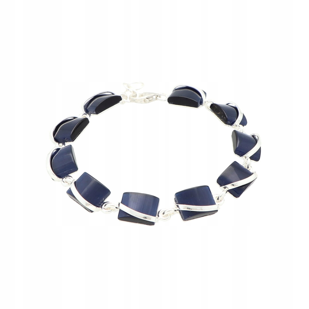 Náramek s modrým reliéfem stříbro