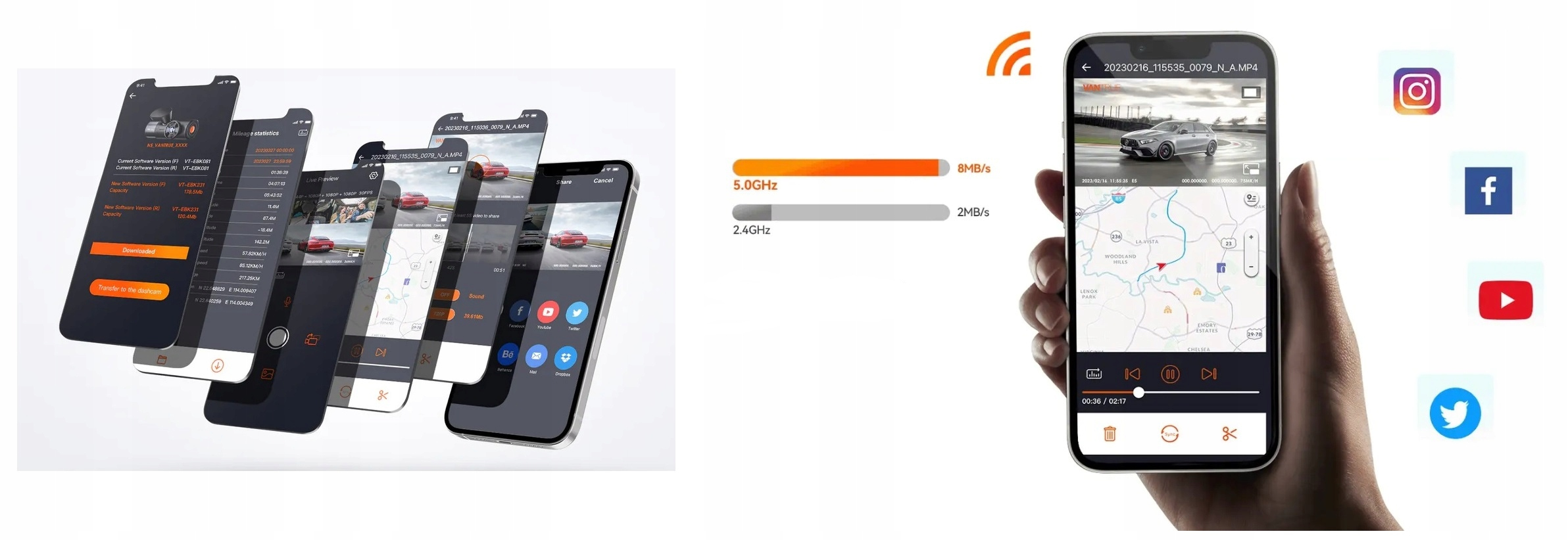 VANTRUE N2X Kamera 2.7K 1080P GPS WiFi Nocny Tryb 24/7 Parkowanie — miniatura 11