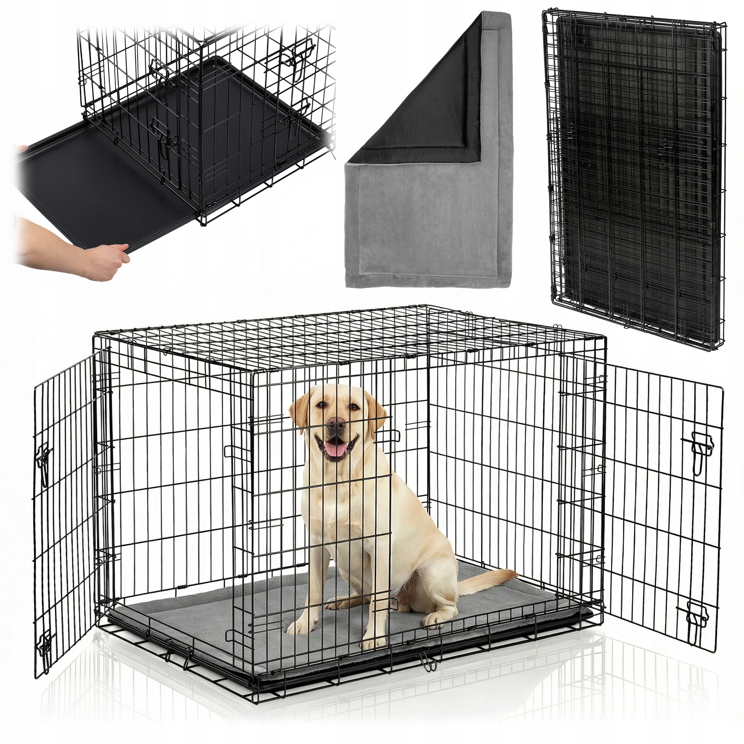 Metalowa klatka kennelowa kojec transporter dla psa 107x71x77 Legowisko