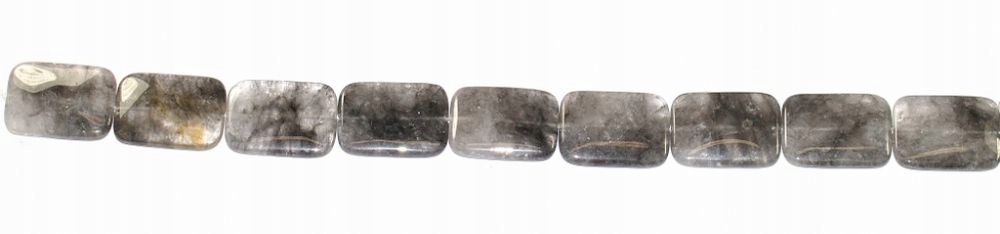 Křemen šedý obdélník cushion 35x25 mm Šňůrka