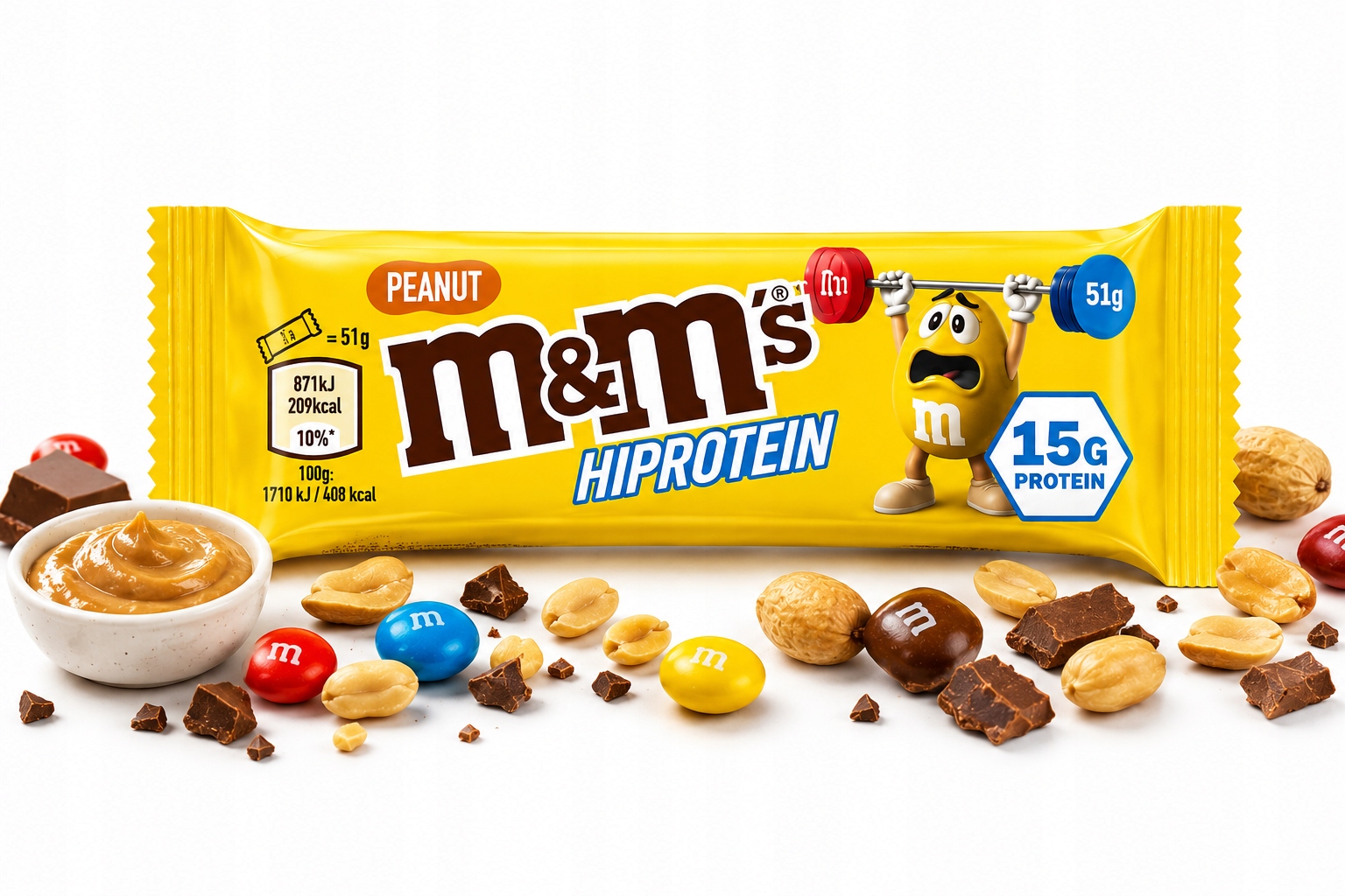 Mars M&m's Hi Protein Bar 51 g proteinová tyčinka čokoládovo-oříšková