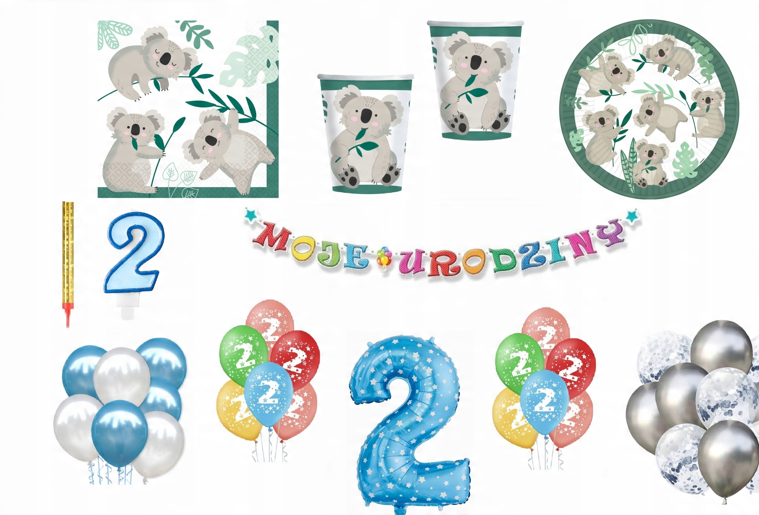 

Zestaw Urodzinowy Miś Koala 2 Urodziny Balony