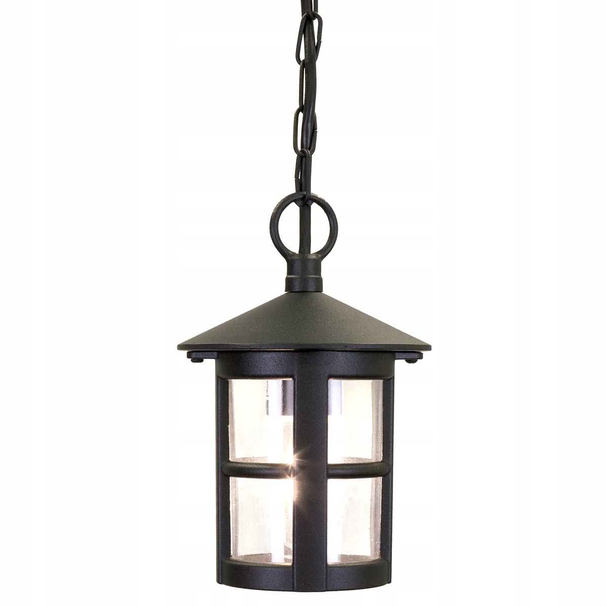 Vonkajšia závesná záhradná lampa s okrúhlou ozdobnou tubou, čierna Elstead