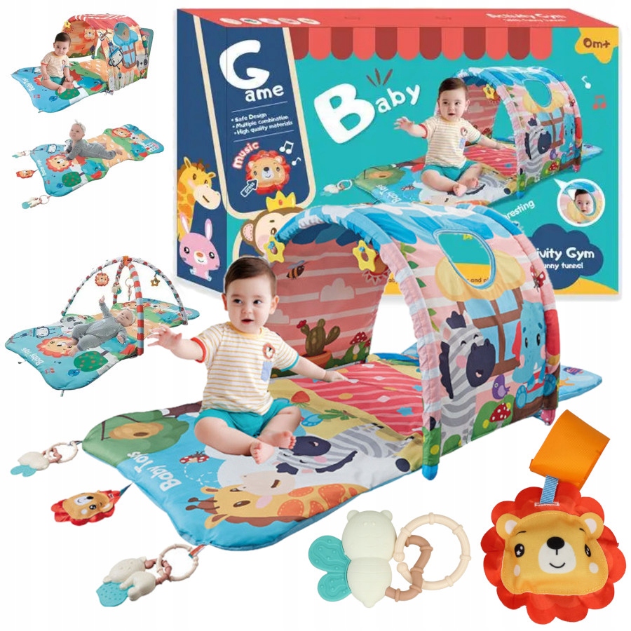 

Duża Mata Edukacyjna Gimnastyczna 4W1 Tunel Muzyka