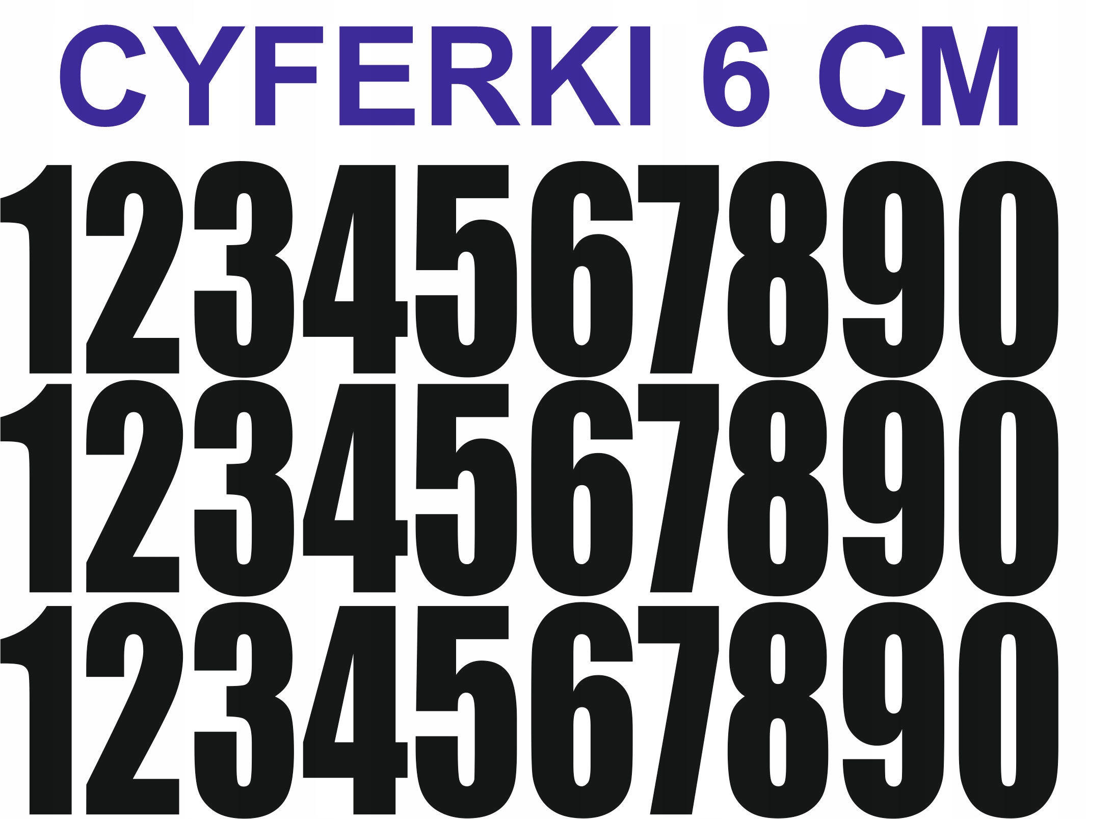

Naklejki Cyfry, Liczby 6 CM Czarne 30 sztuk