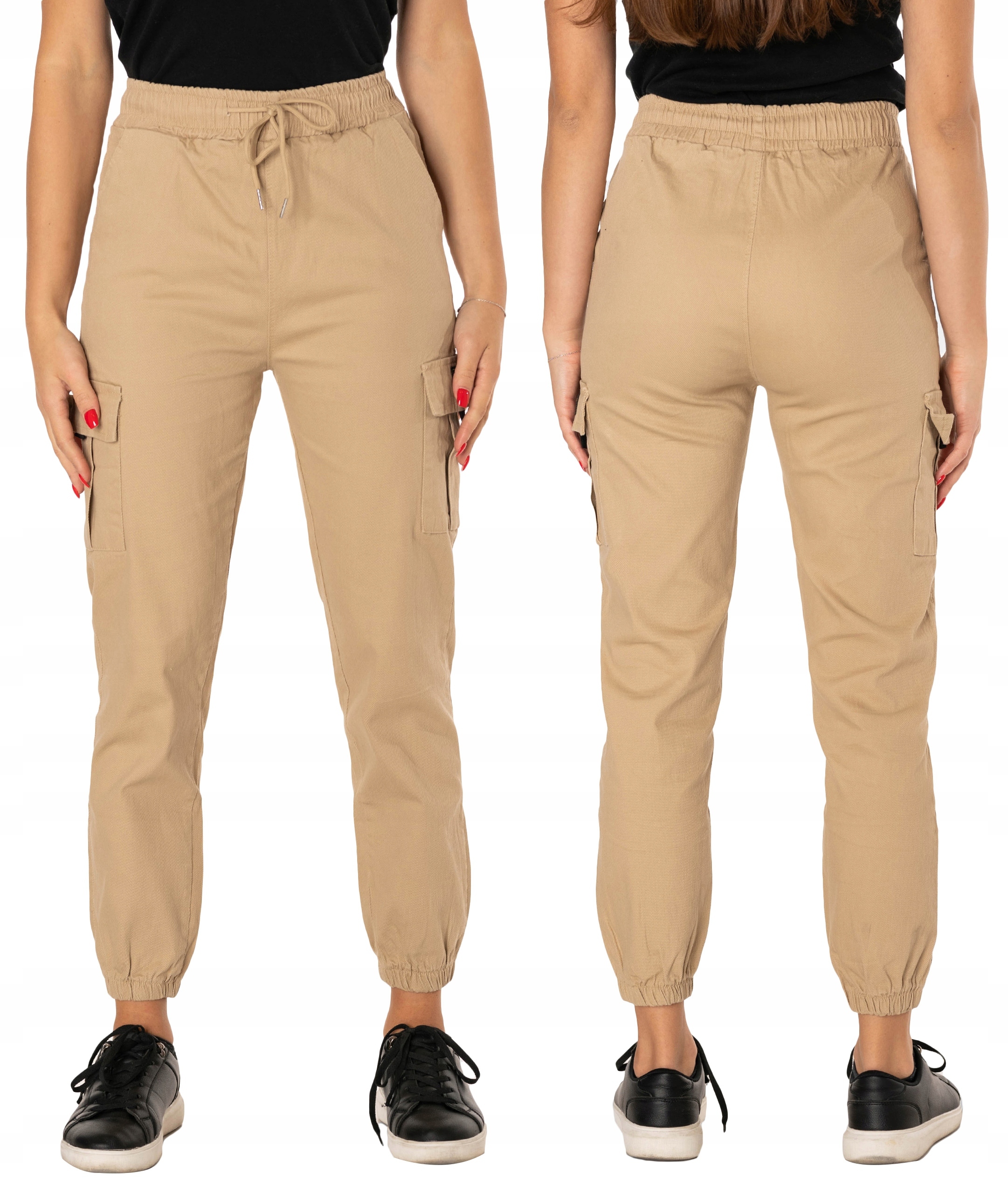 

Bojówki Cargo Spodnie Damskie Wysoki Stan LQ010 26