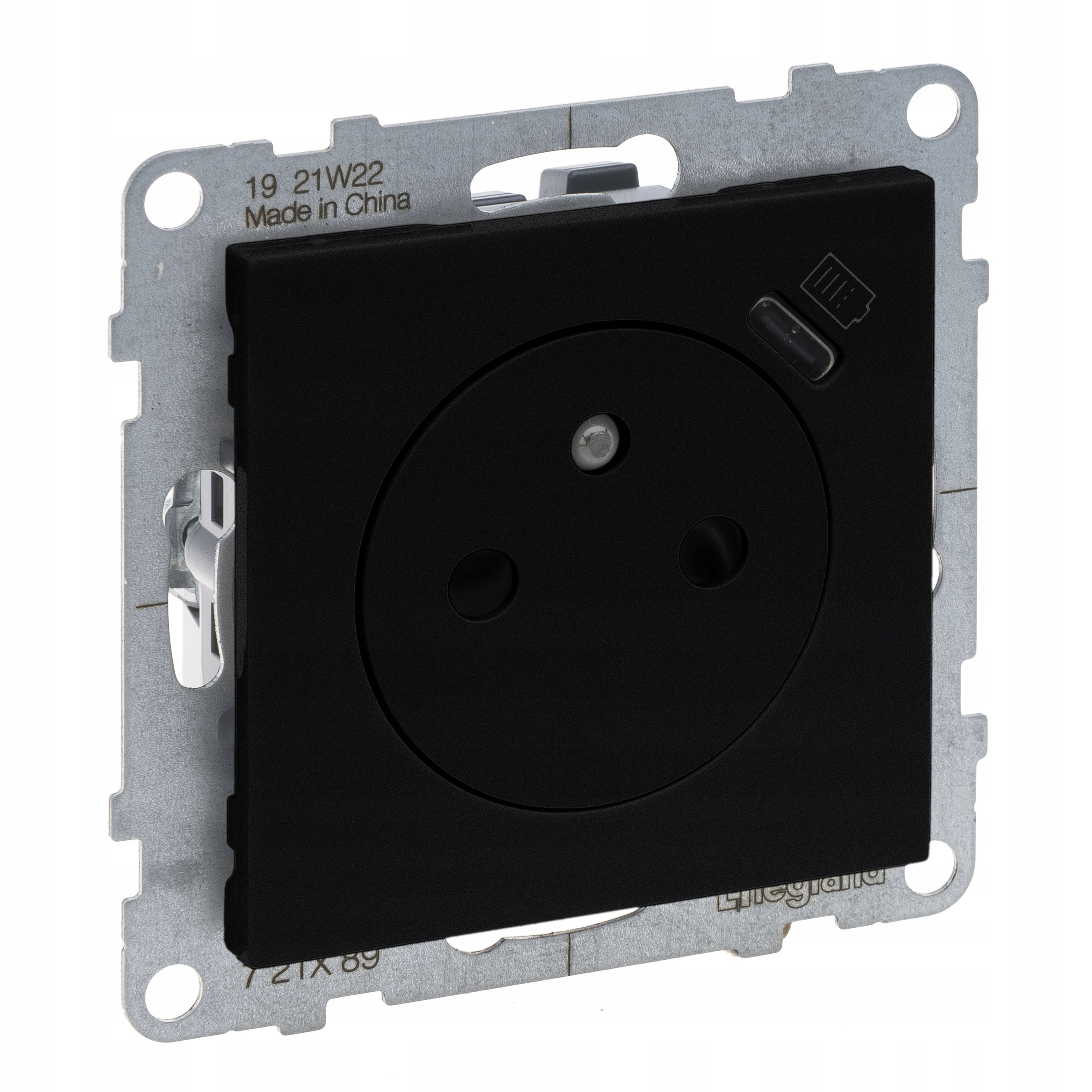 Gniazdo z uziem. z Usb C 1,5A zaciski automat czarny Suno 721489 Legrand