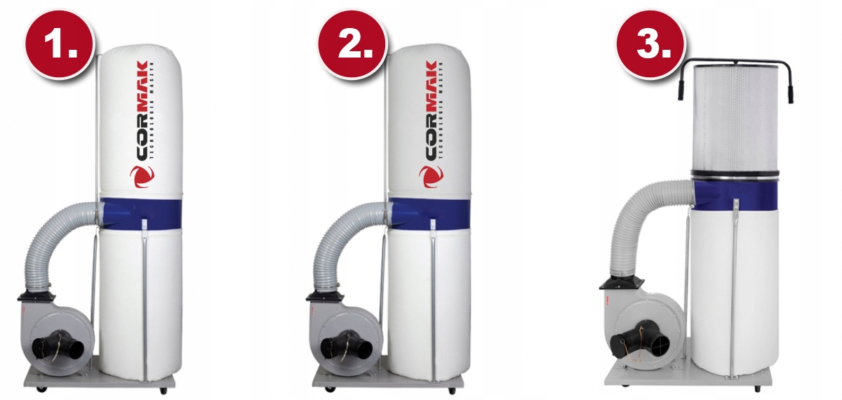 POCHŁANIACZ WIÓRÓW ODCIĄG TROCIN CORMAK 2530 m³/h 1500W FM300 400V Średnica króćca ssącego 100 mm