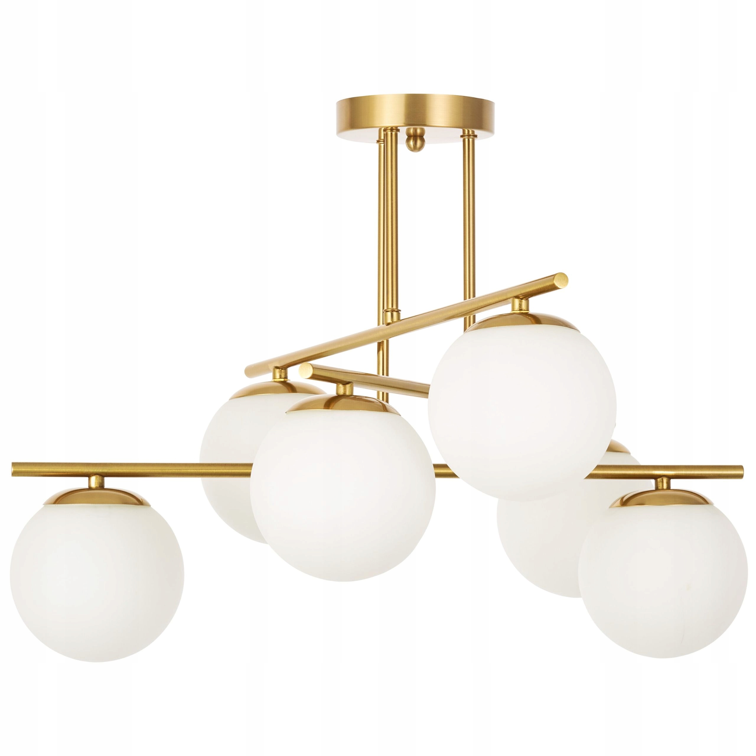 Duża Złota Lampa do Sypialni Białe Klosze Kule Glamour Orio Led 6 x E27
