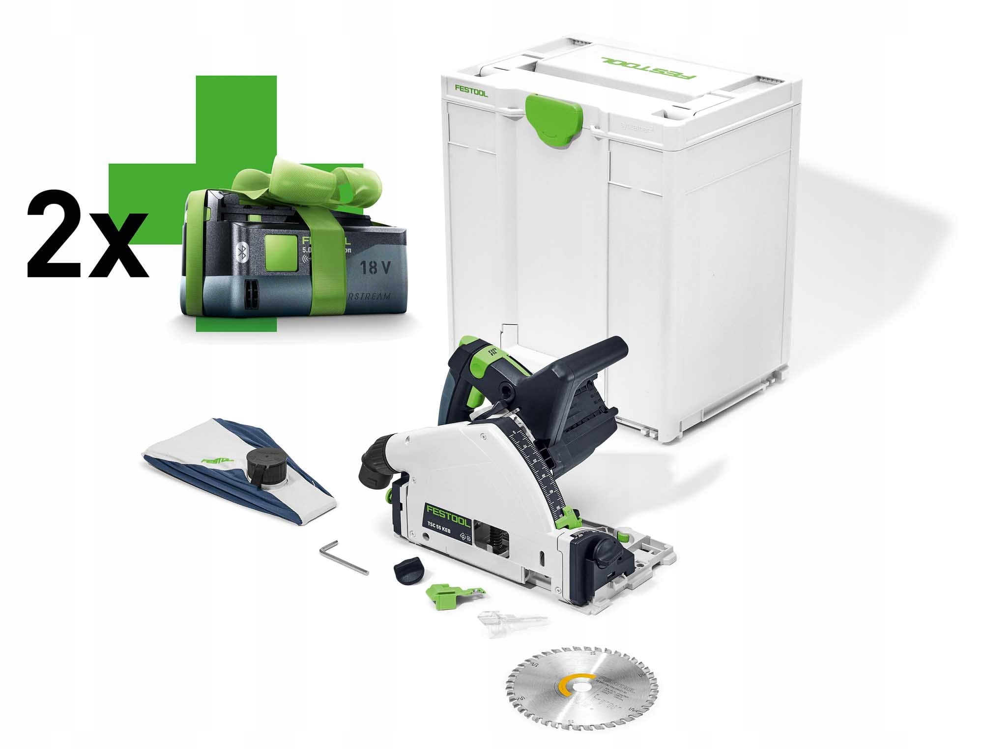 FESTOOL Zagłębiarka TSC 55 + 2 Akumulatory 5,0 Ah 577025 EAN (GTIN) 4014549391280