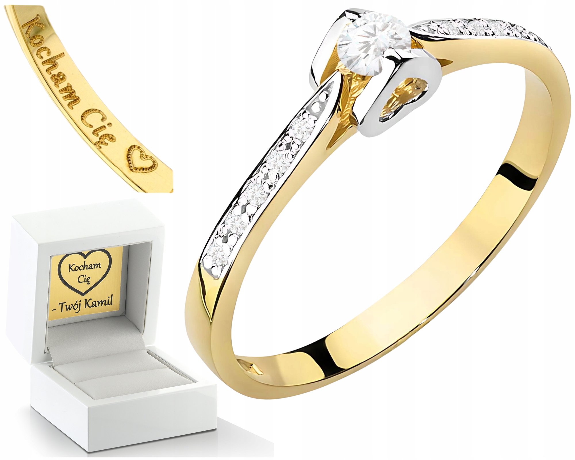 Zlatý Prstýnek Diamanty Lab Jako Dárek Drť 585 14K