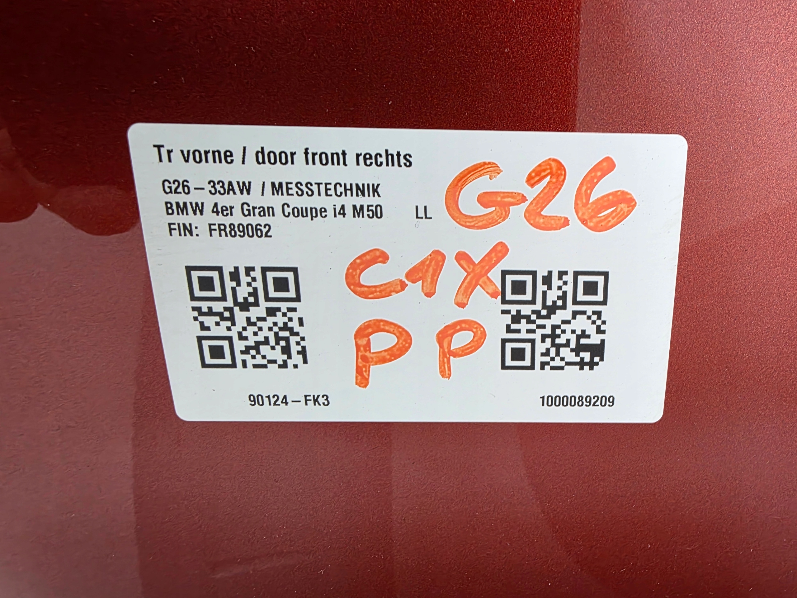 door right front BMW 4 G26 C1X SUNSET ORANGE METALLIC