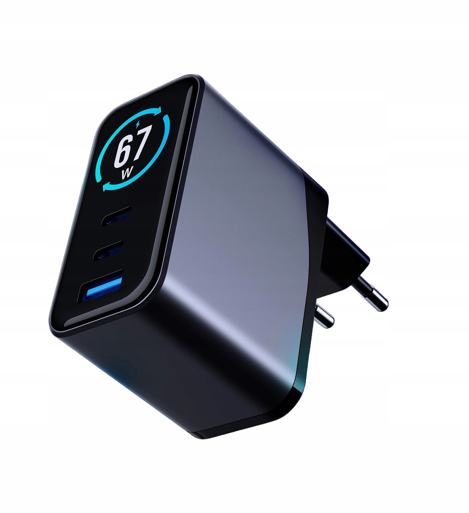 Síťová nabíječka 3MK Lumin 67W QC4+ Usb-a 2xUSB-C s displejem, černá