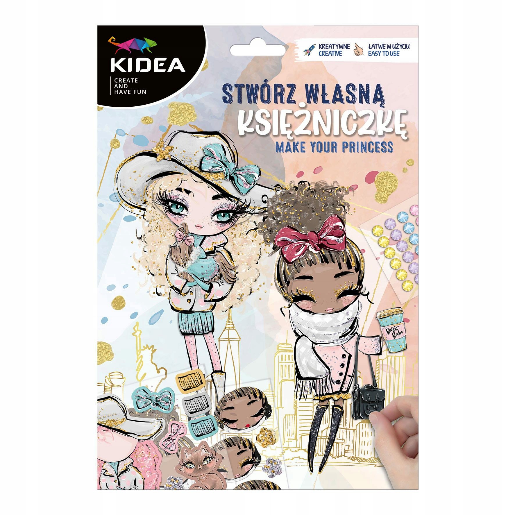 KIDEA KREATÍV KÉSZLET Készíts saját hercegnőt 5 lap Gyémánt matrica