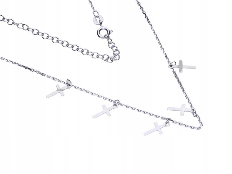 Stříbrný náhrdelník 925 řetízek s křížky a přívěskem, módní dámský vzor