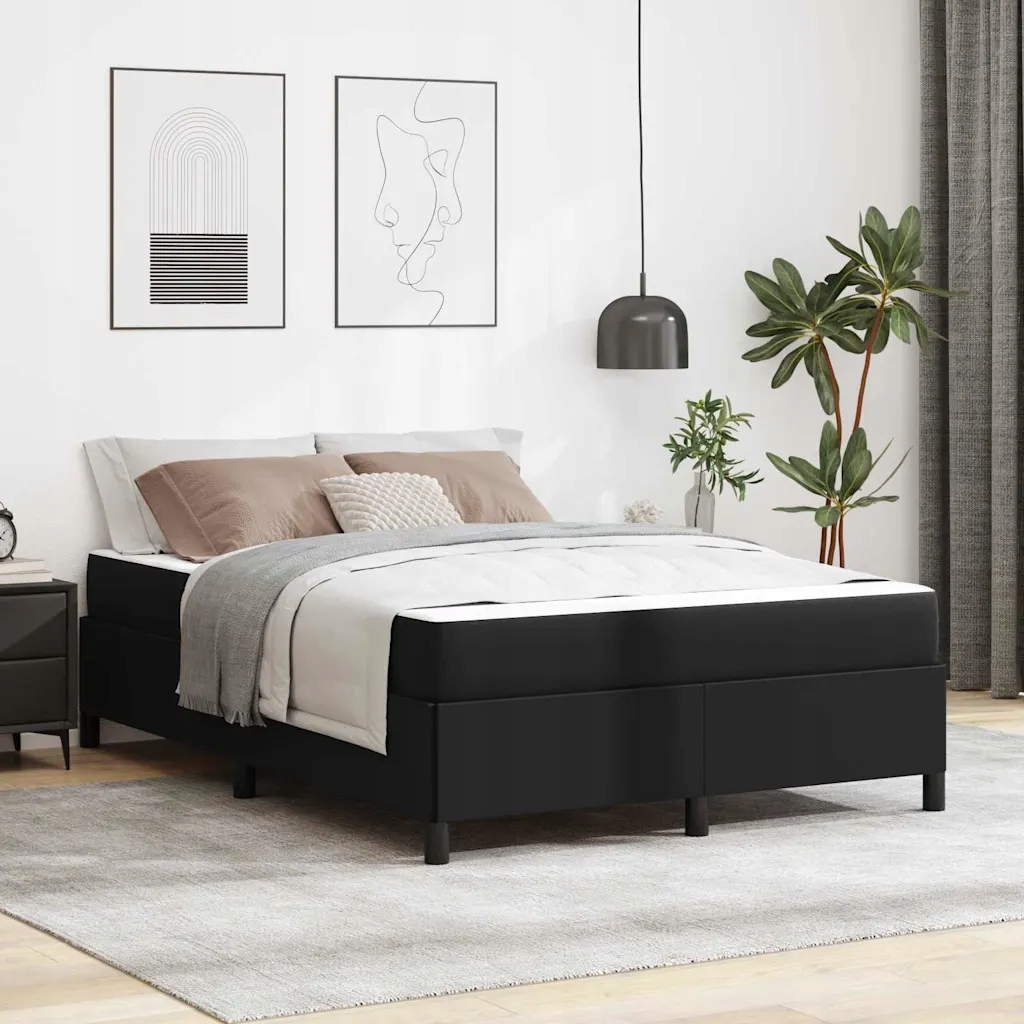 vidaXL Rám postele s matrací Černá 140 x 190 cm textil