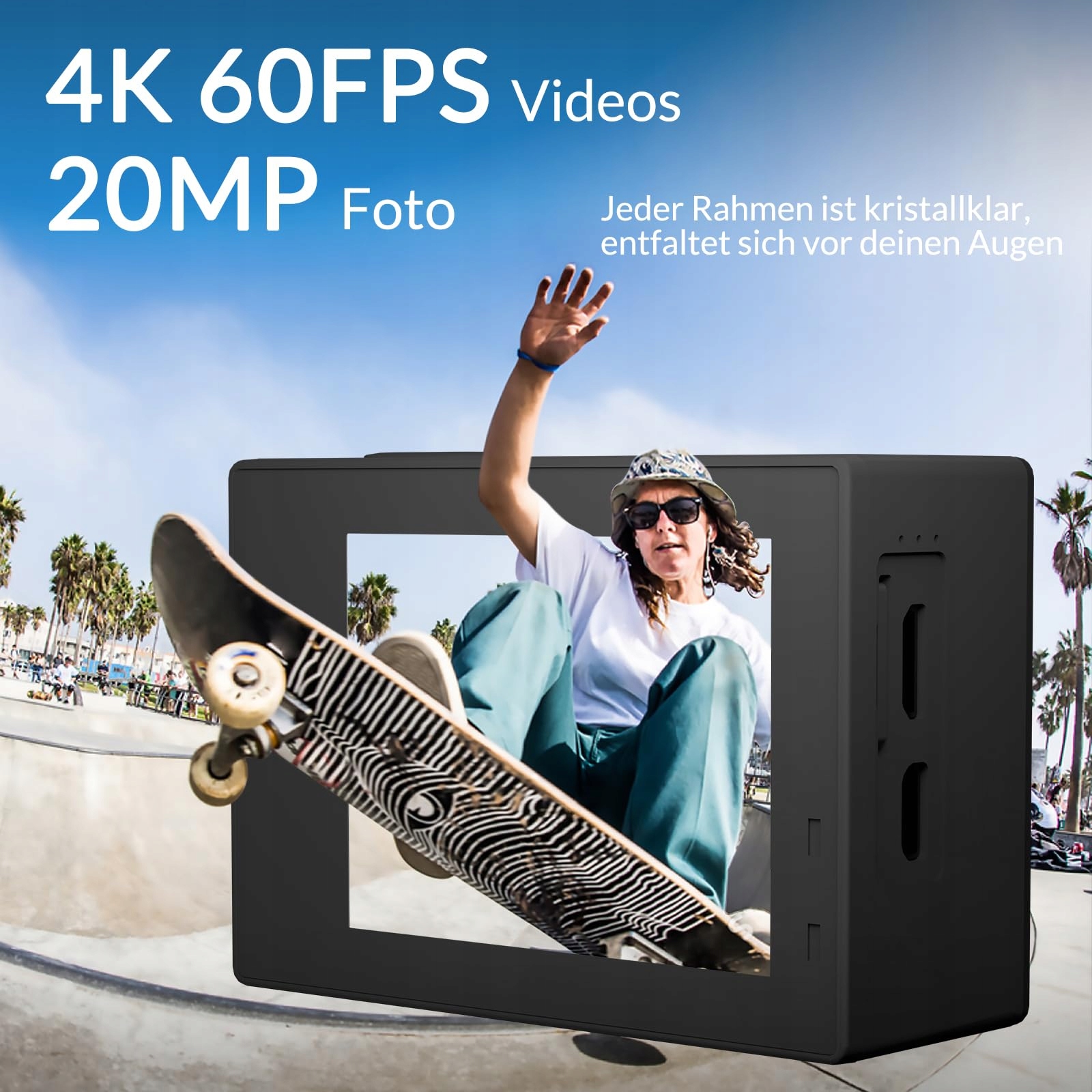 ICEFOX Kamera Sportowa 4K Wodoodporna 40M Ultra HD 20MP WiFi Szerokokątna — miniatura 2