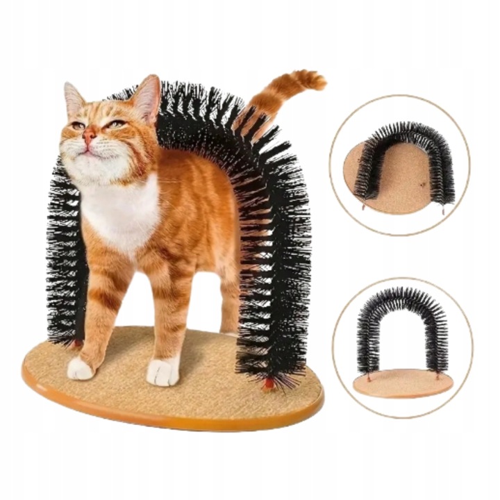 Škrabadlo s obloukem pro kočky – samočistící kartáč odstraňuje srst 2v1