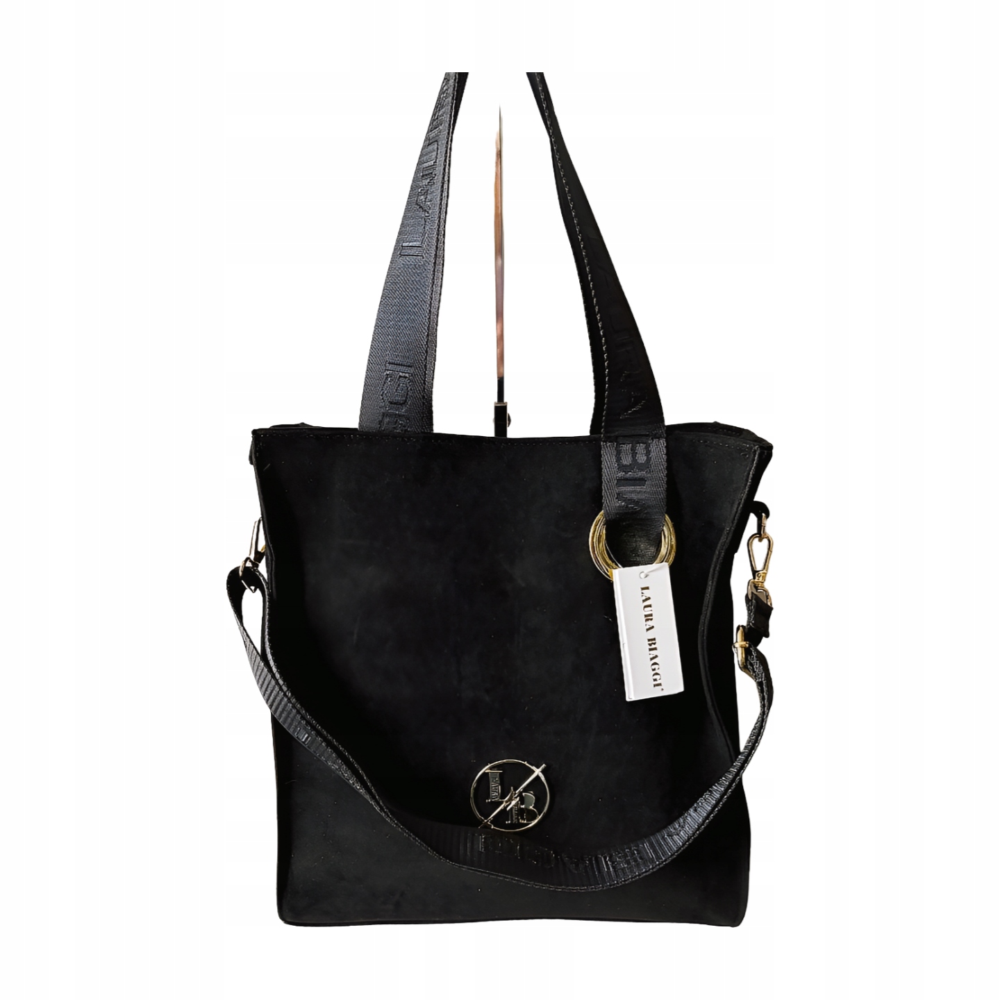Laura Biaggi taška shopper černá eko-semiš