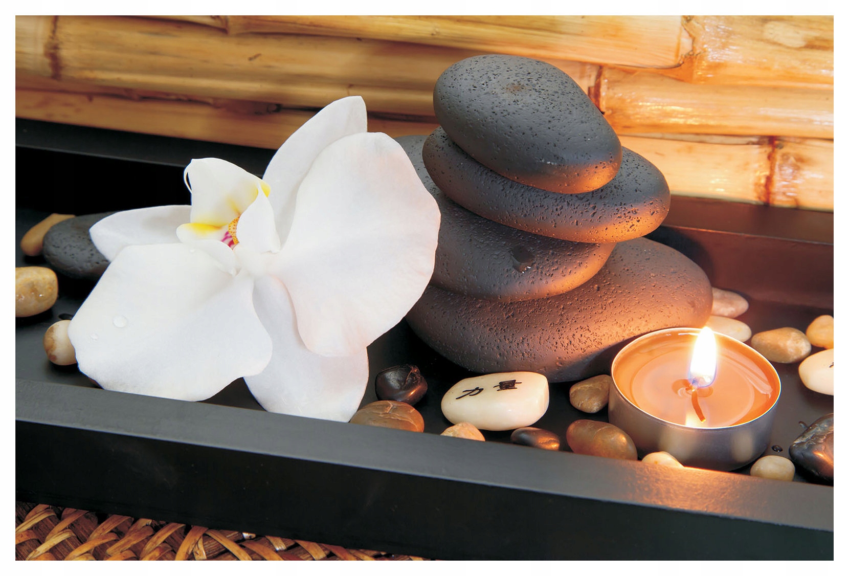 Fototapeta Zen orchidej kameny svíčka vinylová 312x219 lepidlo