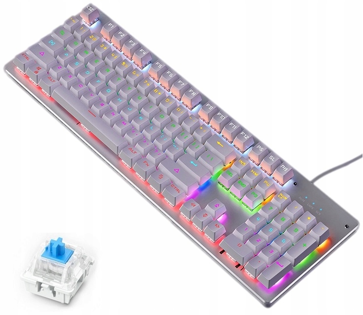 

Biała Klawiatura Mechaniczna Gamingowa Rgb Led