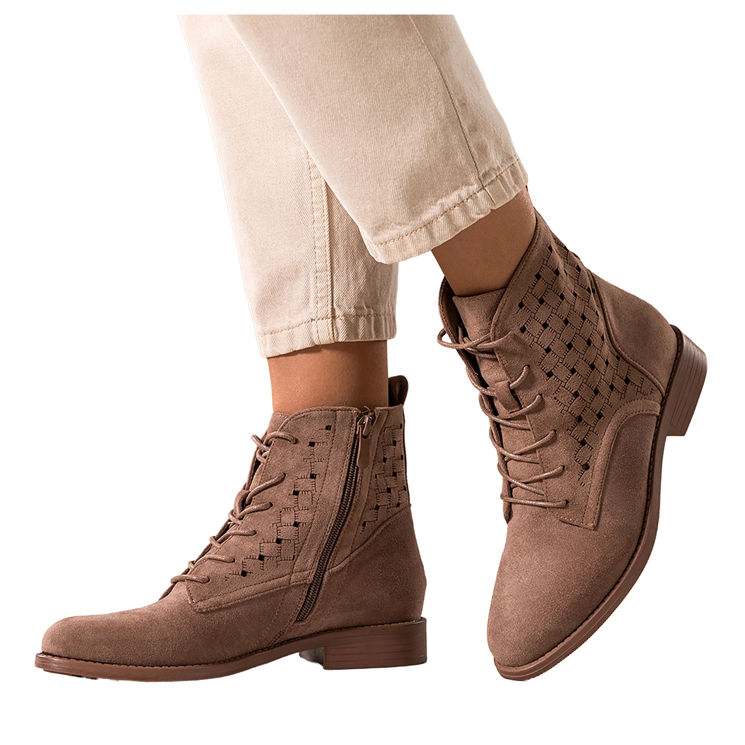 Kotníkové Boty Hnědé Dámské Ploché Ažurové Svršek Šněrované Pohodlné vel. 38