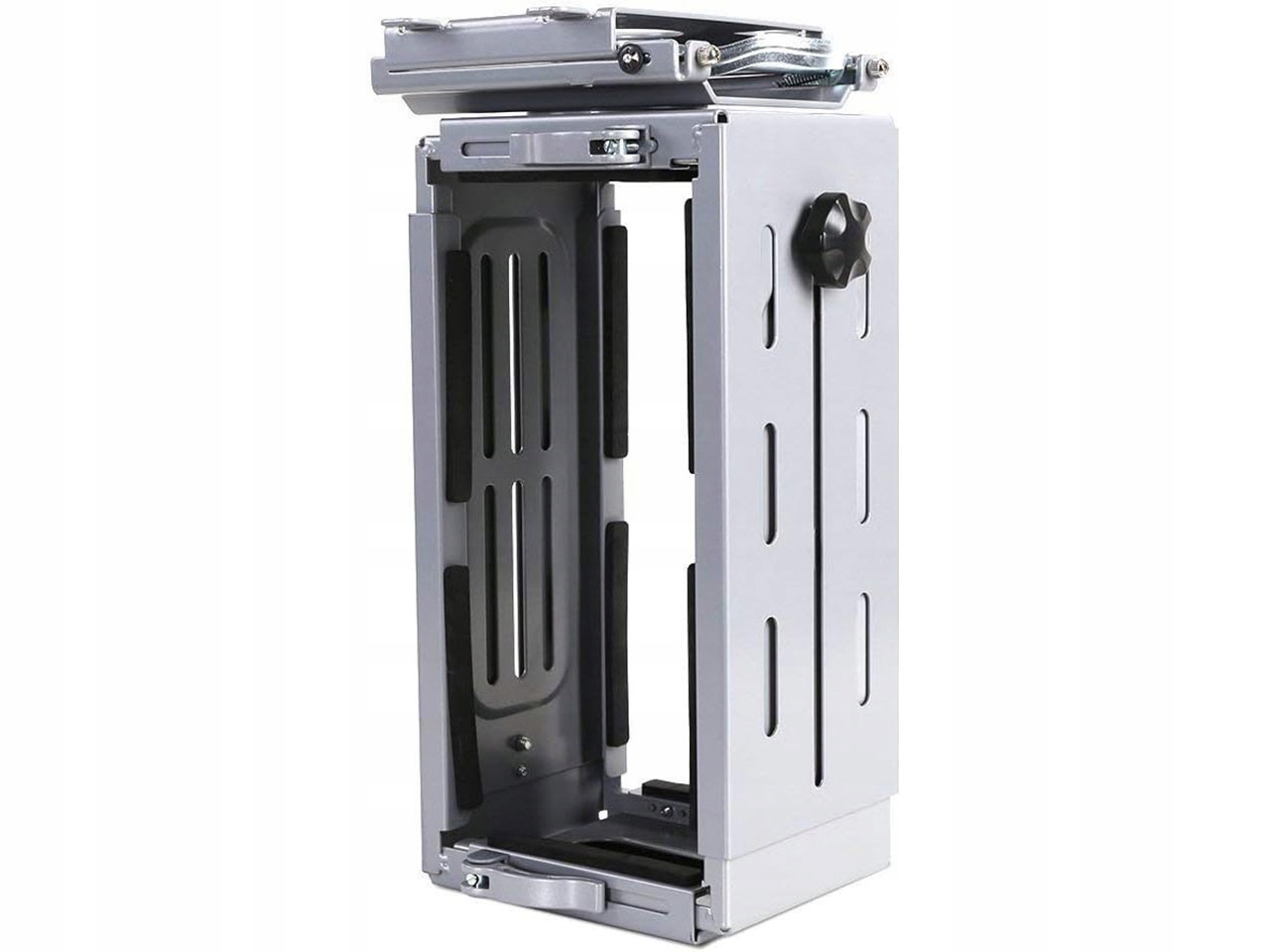 Držák na Pc stříbrný kovový pod stůl nastavitelný, pevný organizér