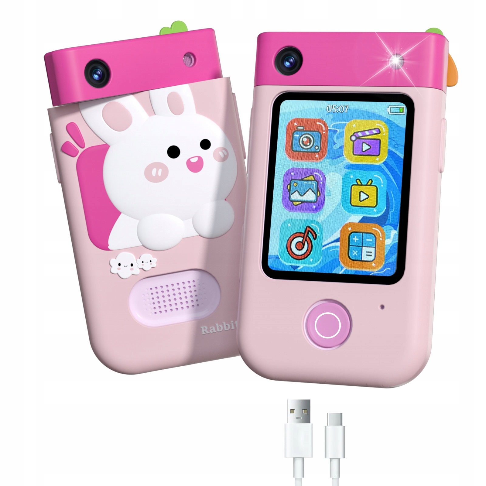 Digitální fotoaparát 48MP Kamera 1080p pro děti Hry Svítilna MP3 Budík Telefon