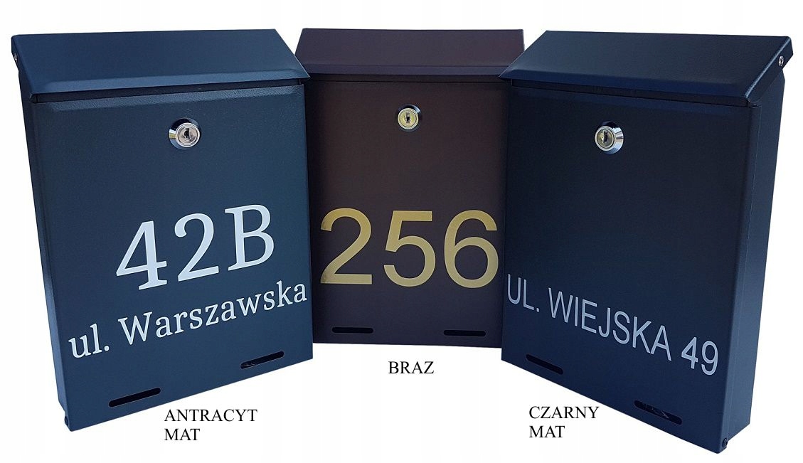 SKRZYNKA POCZTOWA NA DRZWI BRAMĘ NR DOMU NAPIS Wysokość produktu 26 cm