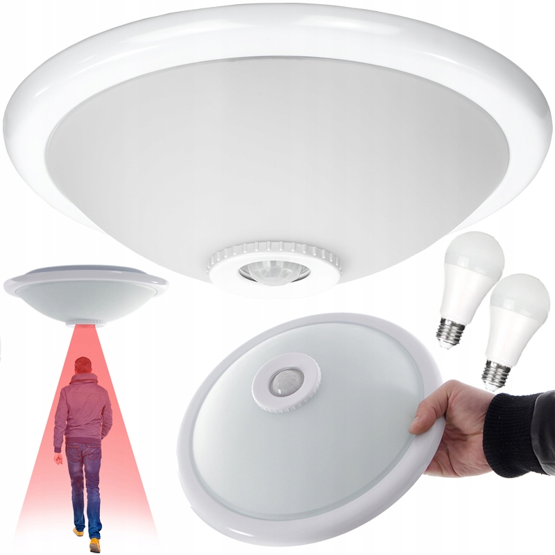 Regulowany Plafon Sufitowy Lampa Panel Led Czujnik Ruchu Natynkowy 2x E27