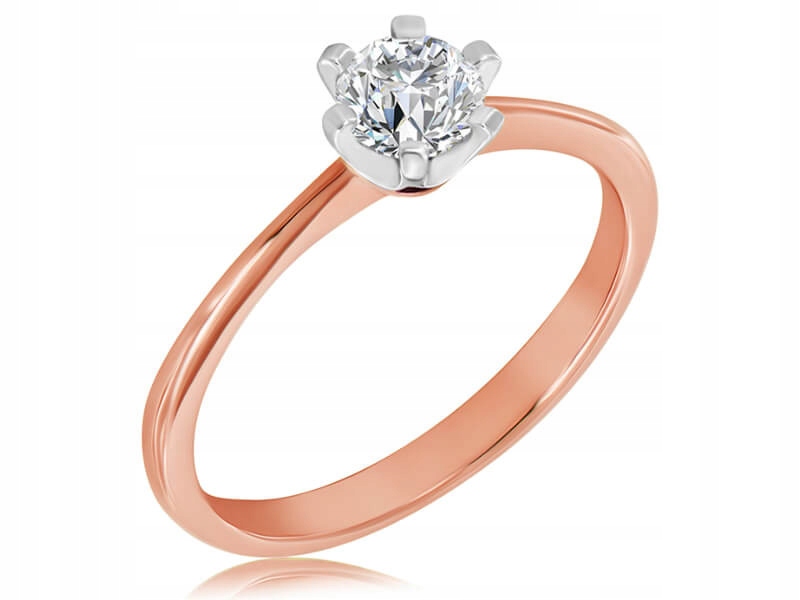 Prstýnek ze zlata v růžové barvě 585 s diamantem pro zásnuby r9 14k