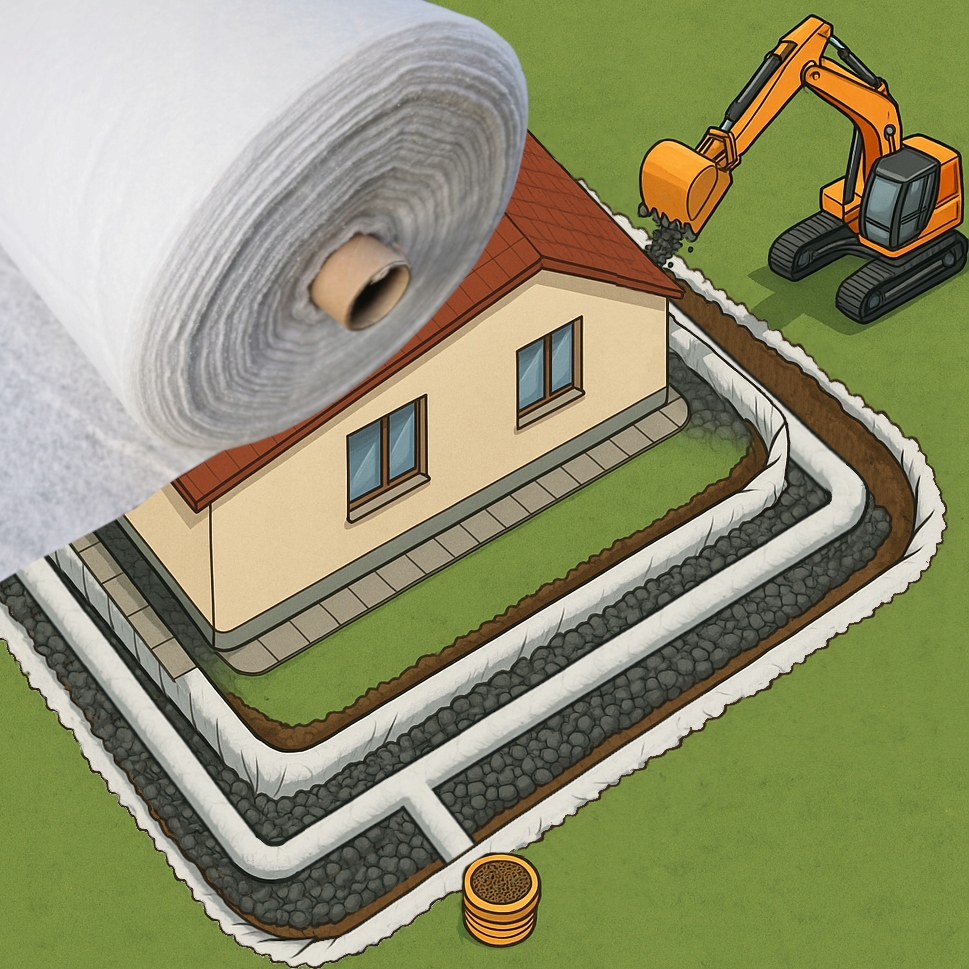 Geowłóknina drenażowa PES200 Profesjonalne Zabezpieczenie do Drenażu 1x50m