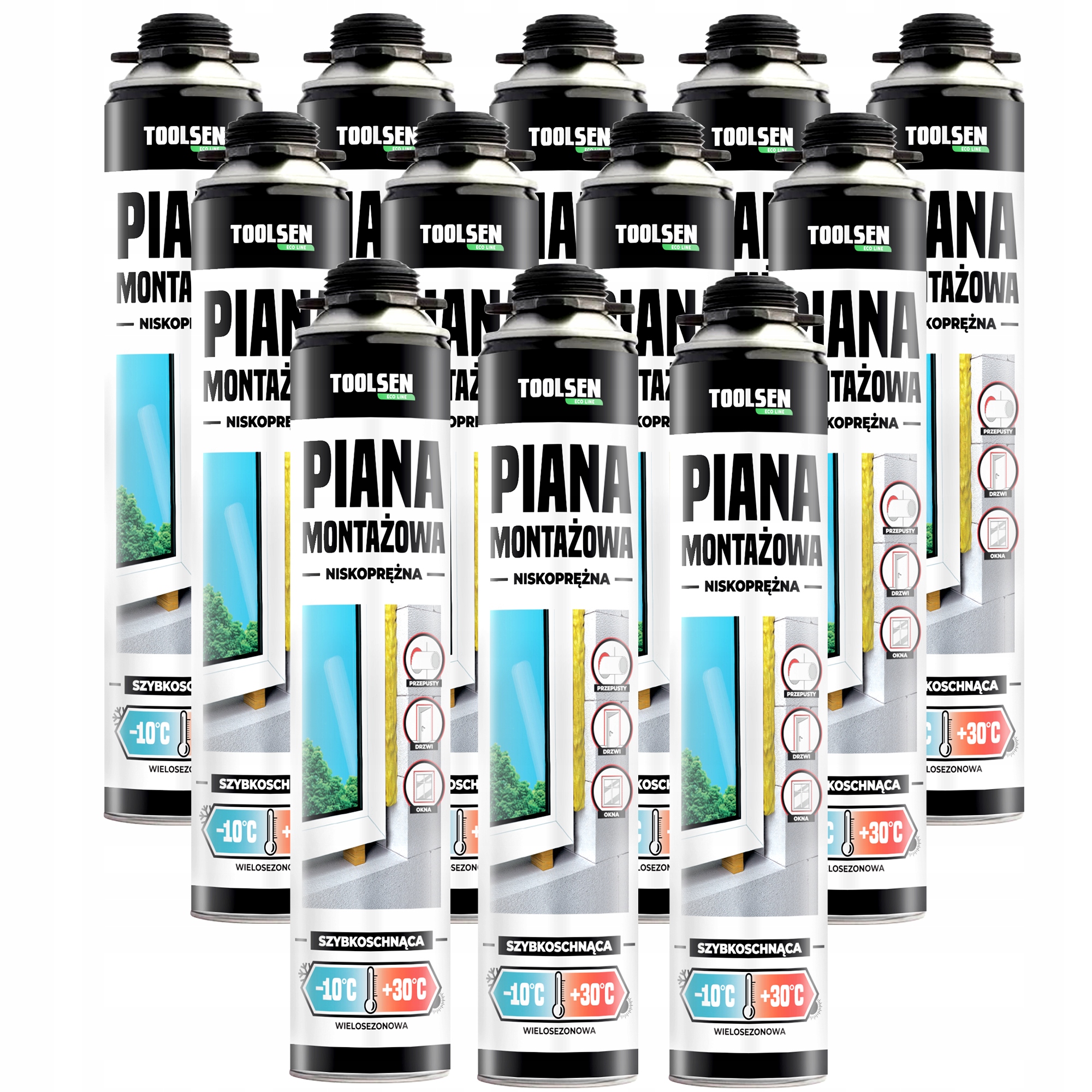 12 x SZARA PIANKA NISKOPRĘŻNA Pistoletowa Całoroczna TOOLSEN