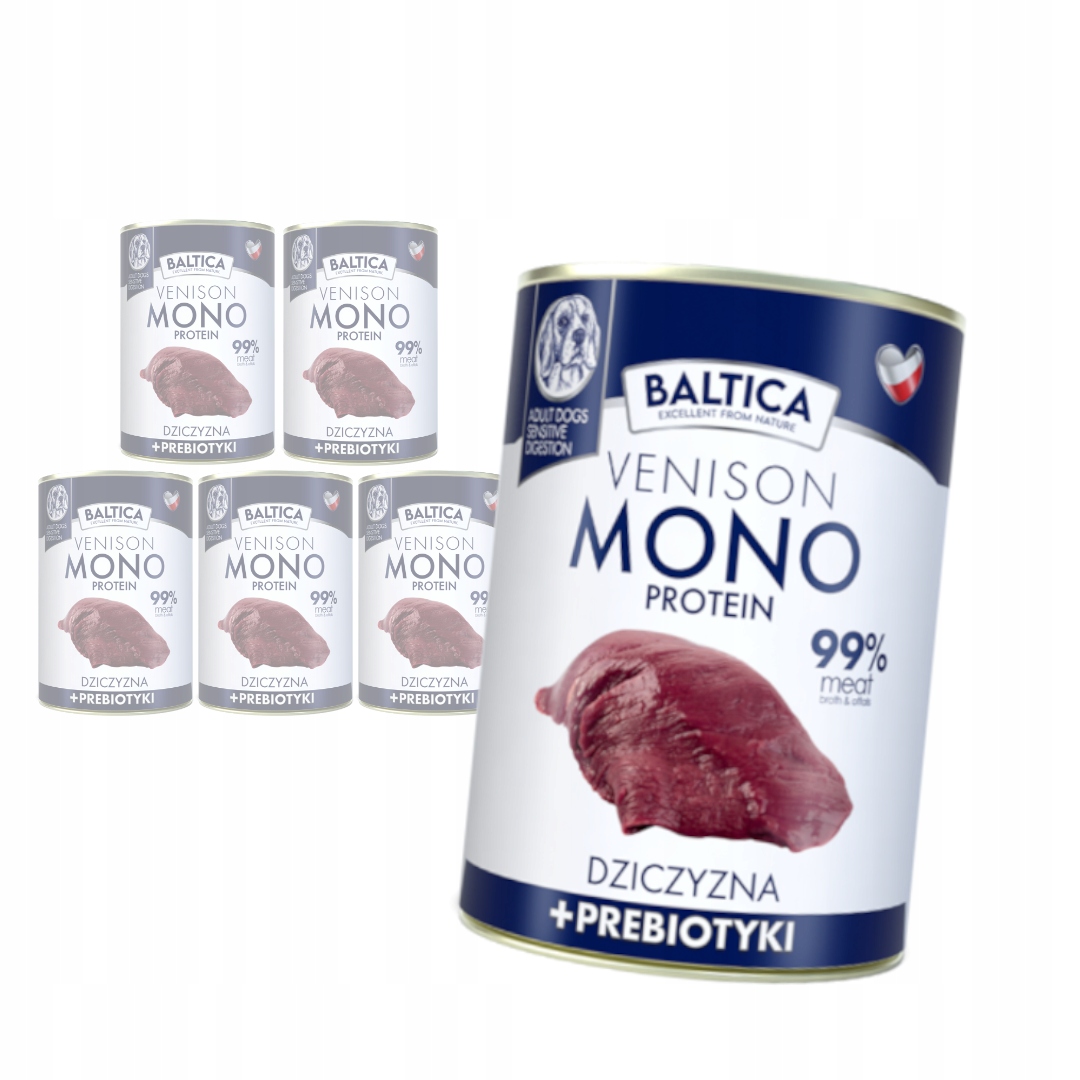 Levně Baltica Monoprotein Zvěřina Prebiotika 6x400g Vlhké Krmivo pro psy