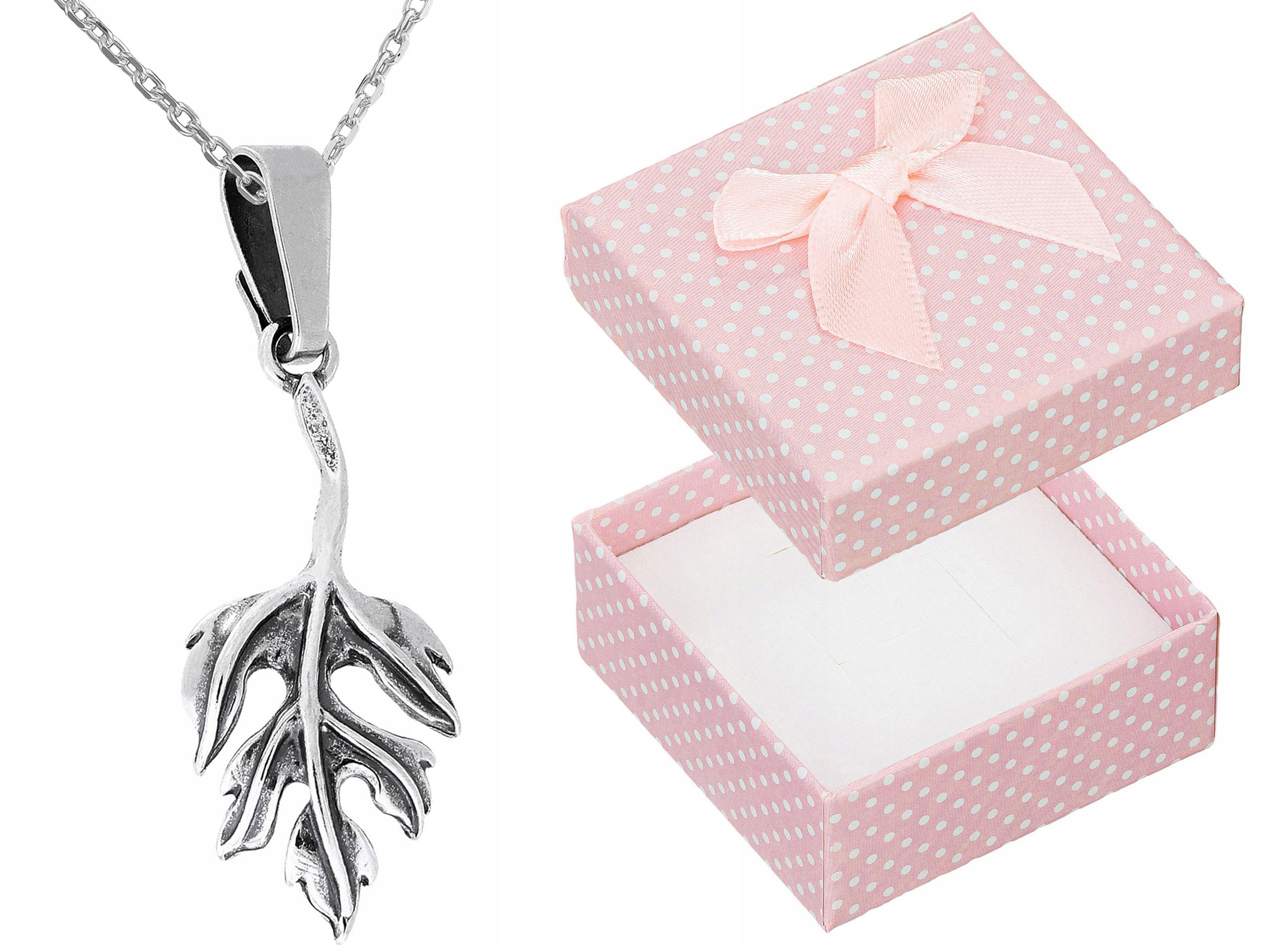 Krátký stříbrný dámský oxidovaný náhrdelník s listem listů, Stříbro 45