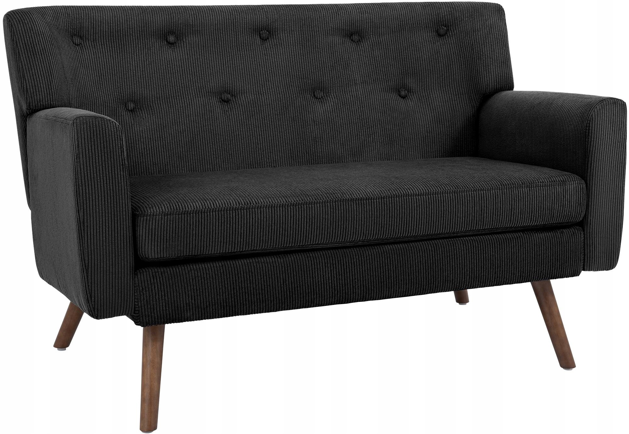 Sofa dwuosobowa Kioni ze sztruksu, czarna